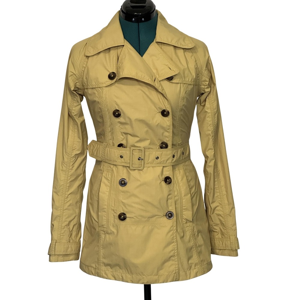 The North Face Trench Coat HyVent Belted XS Yellow Double Breasted Rain Jacket